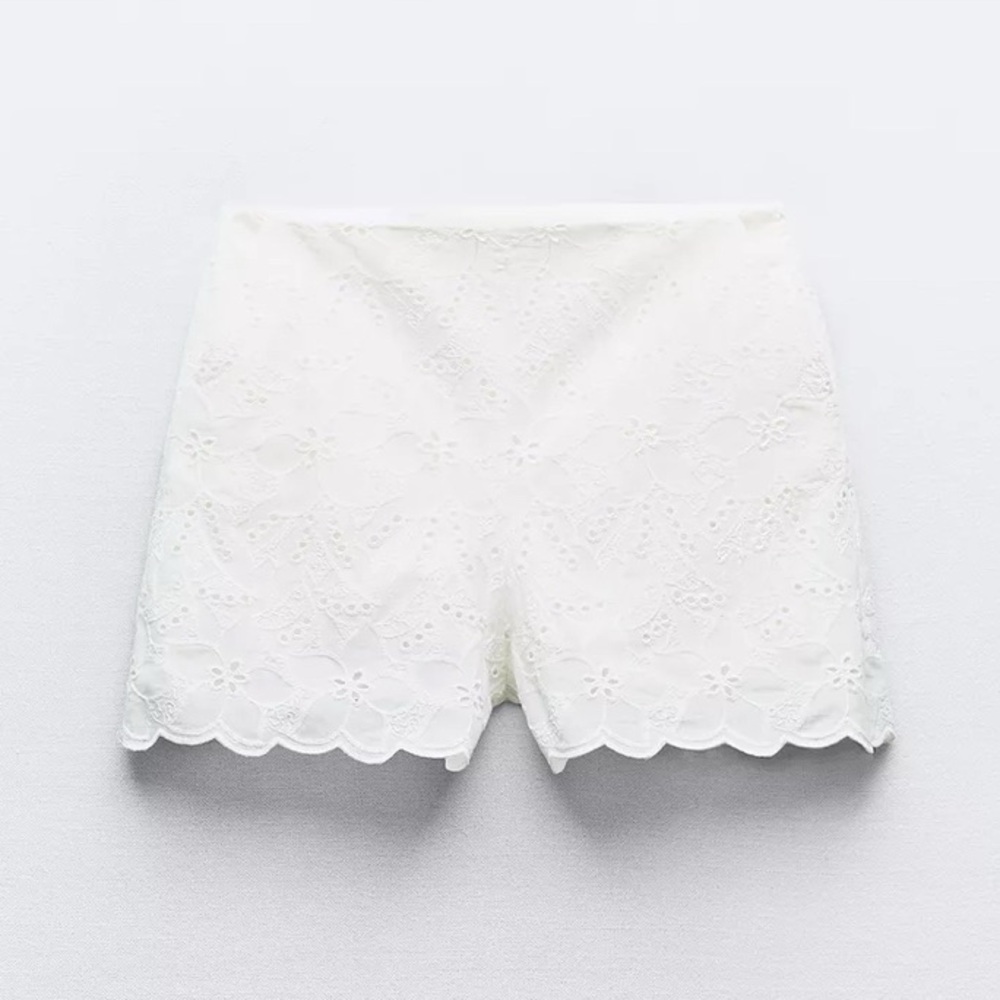 NEW Zara Embroidered Eyelet Shorts